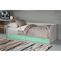 Кровать подростковая Лотос КР-804, цвет дуб серый + зеленый