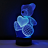 3 D Creative Desk Lamp (Настольная лампа голограмма 3Д, ночник)  "МИШКА С СЕРДЕЧКОМ", фото 6