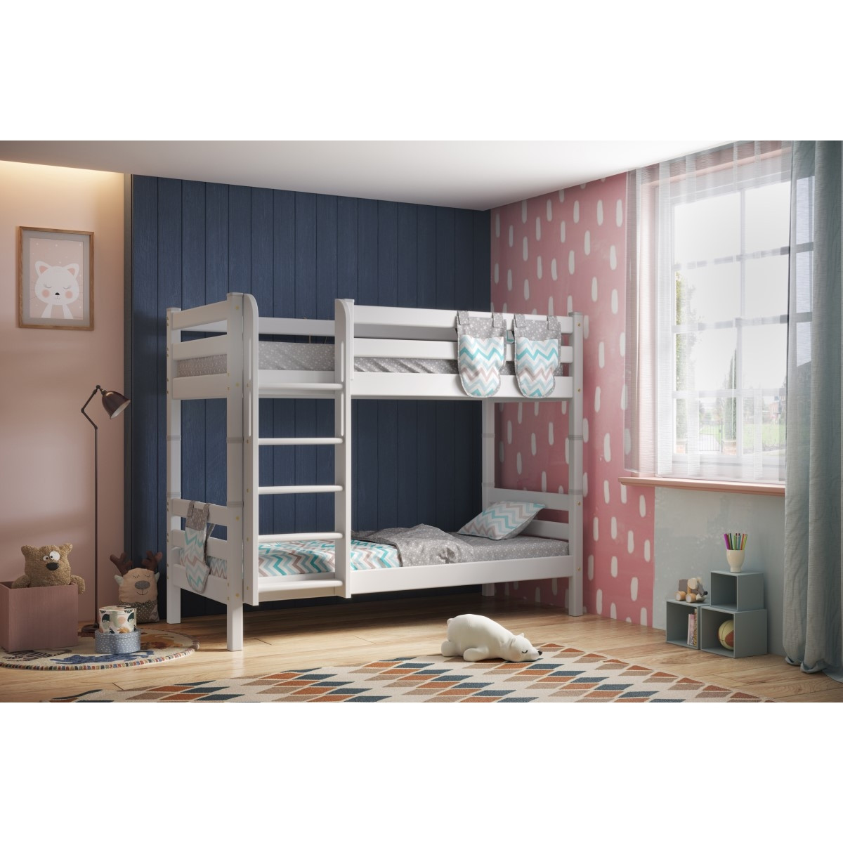 Двухъярусная детская (подростковая) кровать Соня с прямой лестницей (белая) - фото 4 - id-p164839523