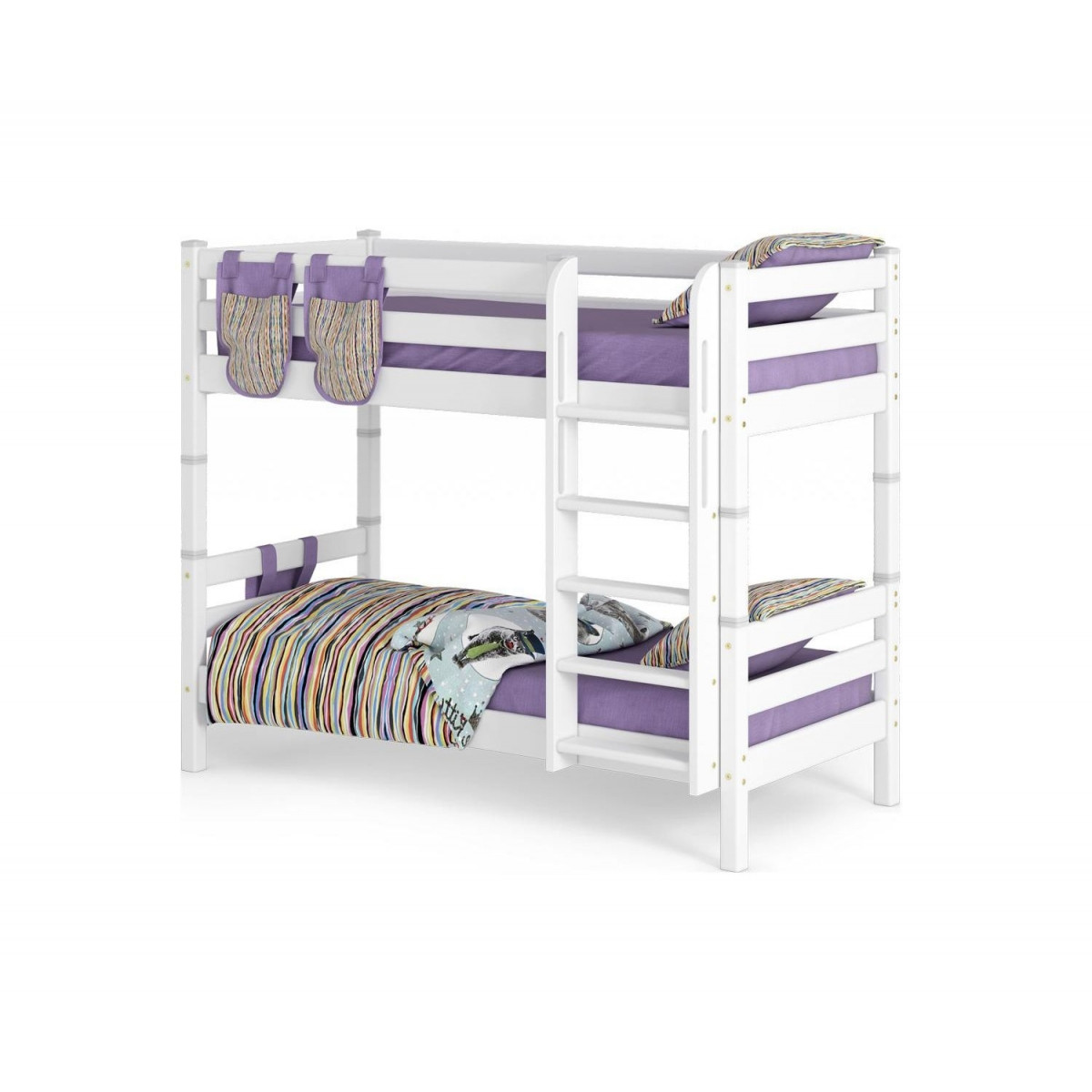 Двухъярусная детская (подростковая) кровать Соня с прямой лестницей (белая) - фото 1 - id-p164839523
