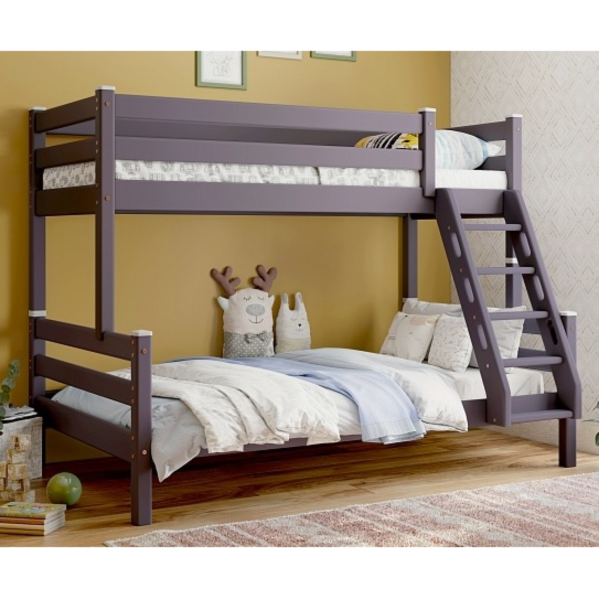 Двухъярусная детская (подростковая) кровать Адель с с наклонной лестницей (лаванда) - фото 1 - id-p164841094