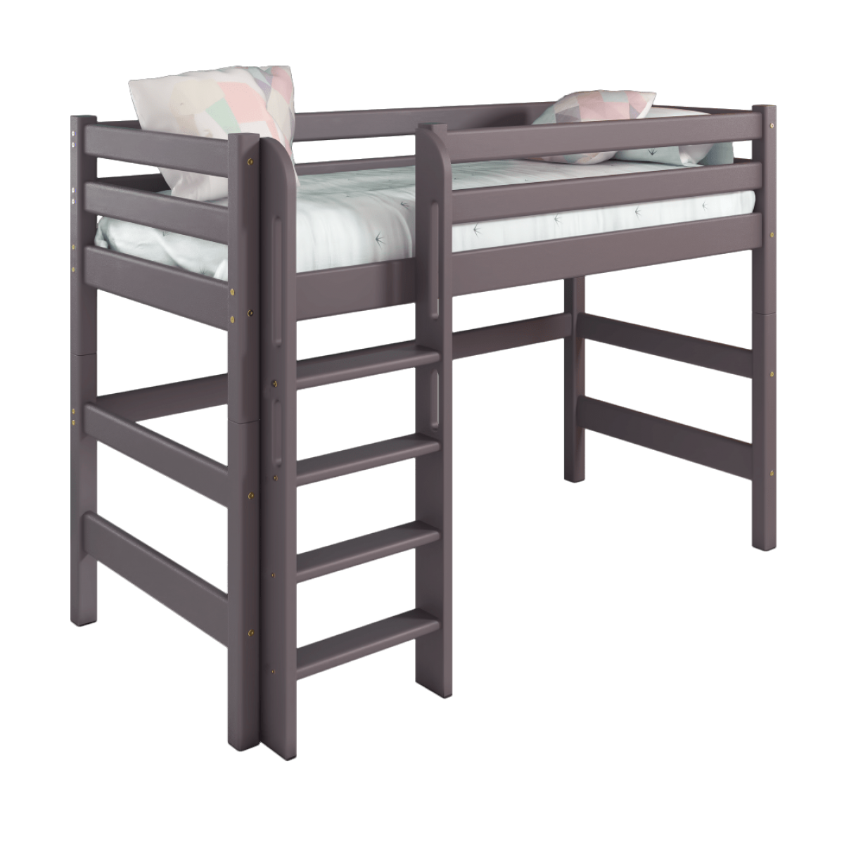 Детская (подростковая) полувысокая кровать (кровать-чердак) Соня с прямой лестницей (лаванда)