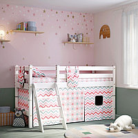 Детская (подростковая) низкая кровать (кровать-чердак) Соня с наклонной лестницей (белая)