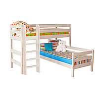 Детская (подростковая) угловая кровать (кровать-чердак) Соня с прямой лестницей (прозрачный лак)