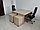 Столы письменные с тумбами, цвет сонома. Набор офисной мебели для двух человек, фото 3