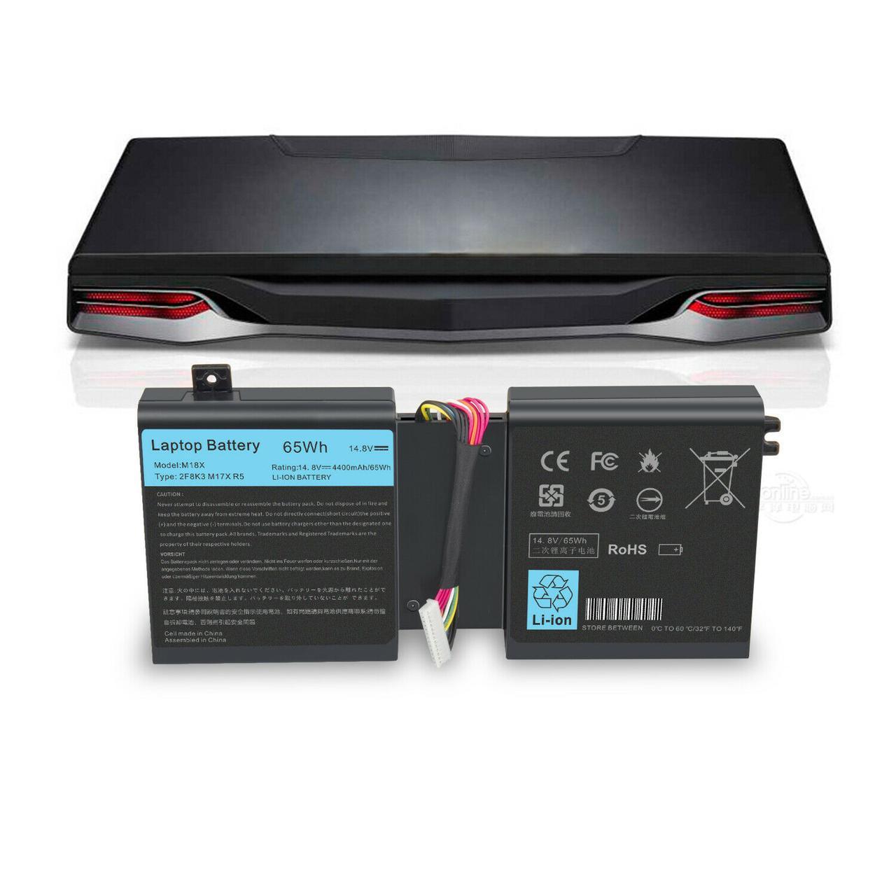 Аккумулятор (батарея) для ноутбука Dell Alienware M17x R5 (2F8K3) 14.8V 5200mAh - фото 2 - id-p155249153