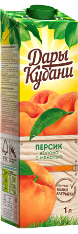 Нектар Персиково-яблочный с мякотью 1л Дары Кубани [6], тетрапакет