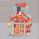 Детская игровая кухня с водой, звуком, паром, светом, 889-168, яйцеварка, 42 предмета, игрушечная для дев, фото 3