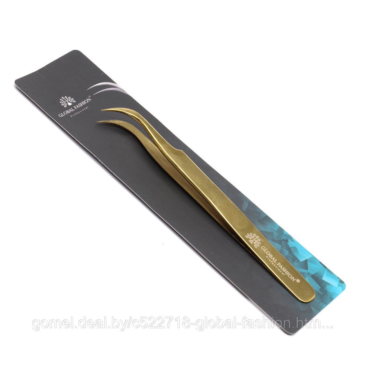 Пинцет для наращивания ресниц изогнутый (глянцевый-золотой) Global Fashion - фото 1 - id-p164930203
