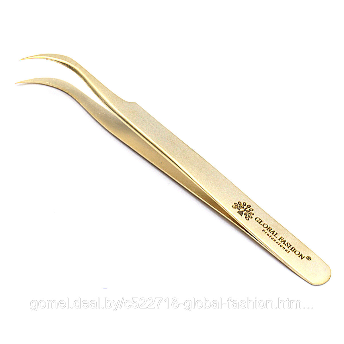 Пинцет для наращивания ресниц изогнутый (матово-золотой) Global Fashion - фото 4 - id-p164930262