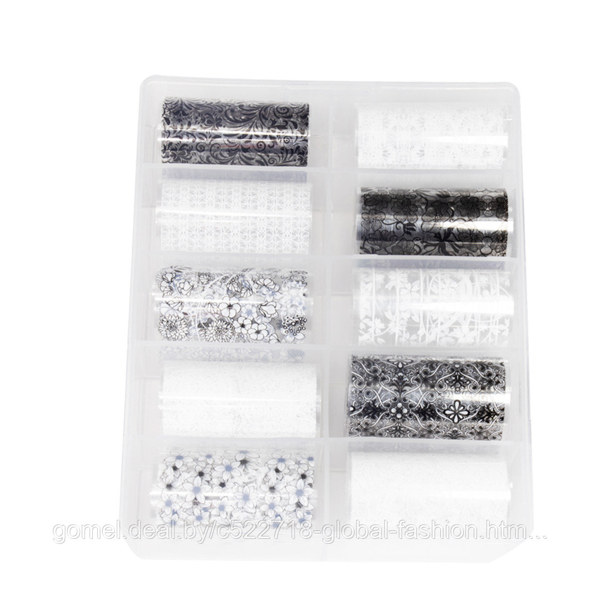 Набор фольги для декора ногтей, черные и белые (10 шт) 31 - фото 1 - id-p164929811
