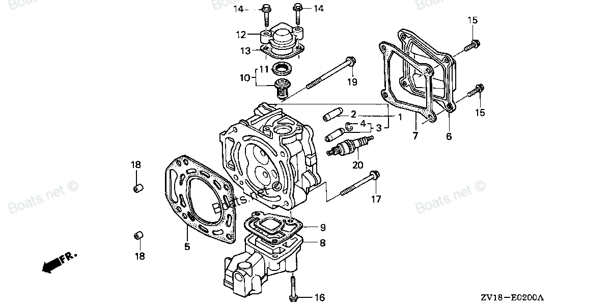 Прокладка ГБЦ головки блока цилиндра Honda BF4.5/5 12251-ZV1-851 - фото 3 - id-p6728439