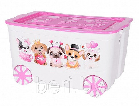 Elf-449 Ящик для игрушек "KidsBox" на колёсах с крышкой, контейнер для игрушек - фото 1 - id-p164946849
