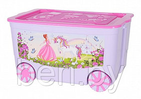 Elf-449 Ящик для игрушек "KidsBox" на колёсах с крышкой, контейнер для игрушек