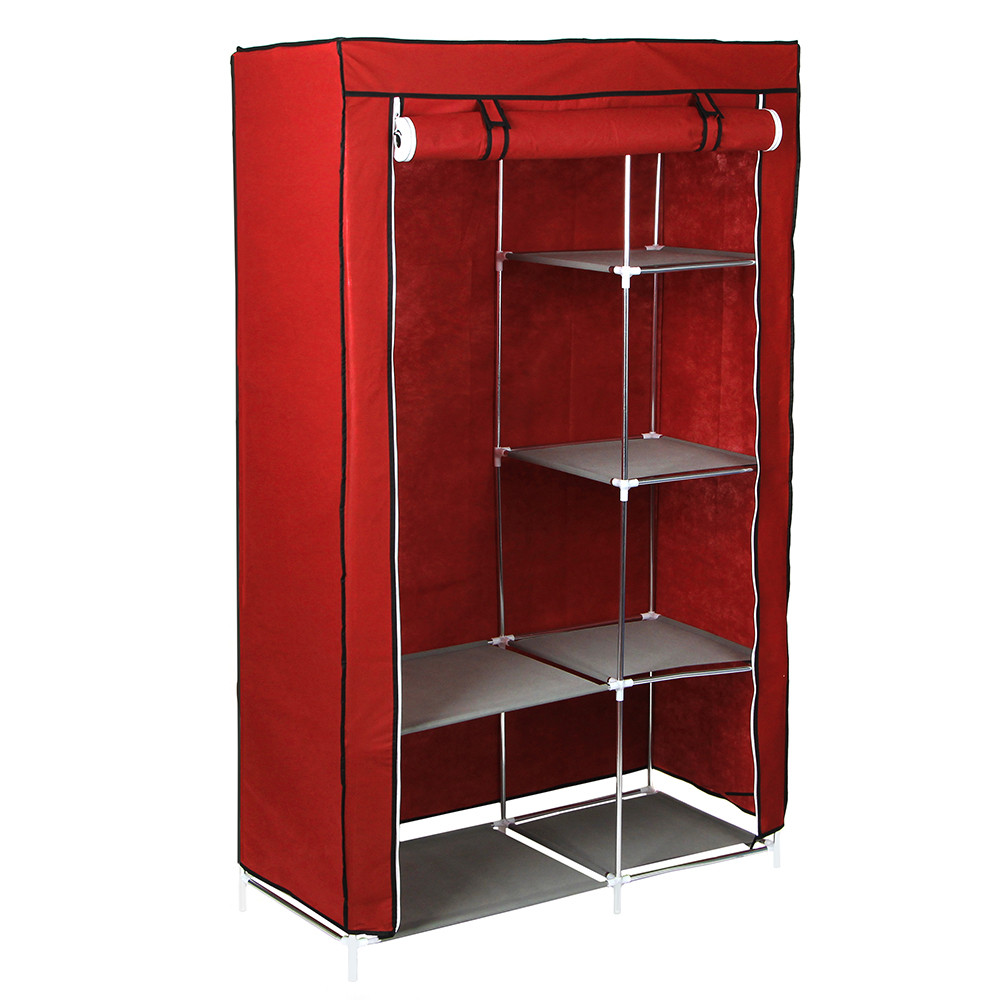 Шкаф тканевый для одежды, 170х100х42 см, бордовый - фото 5 - id-p164946855