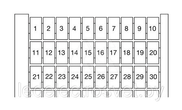 RC610 "1-100" Маркировка для клемм шириной 6мм (карта 100шт)