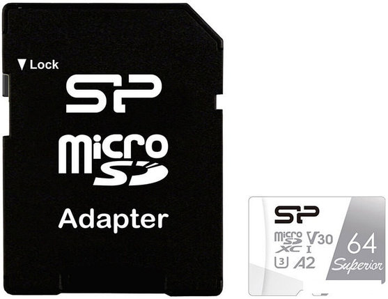 Карта памяти Silicon-Power Superior microSDXC SP064GBSTXDA2V20SP 64GB (с адаптером), фото 2