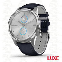 Часы GPS Garmin Vivomove Luxe серебро с кожаным ремешком