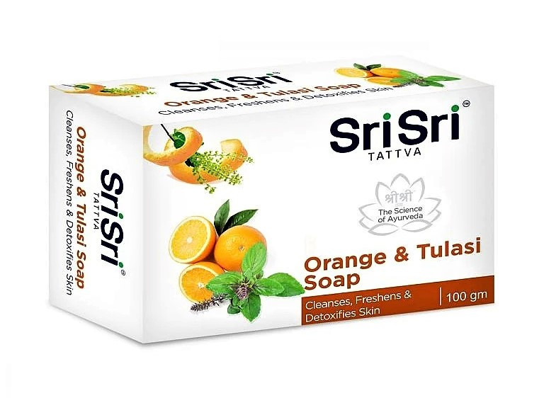 Мыло Апельсин и Тулси, Orange Tulasi Soap Sri Sri, 100 г