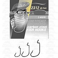Крючки офсетные Cobra L-WORM, 2312NSB, №1,3 шт.