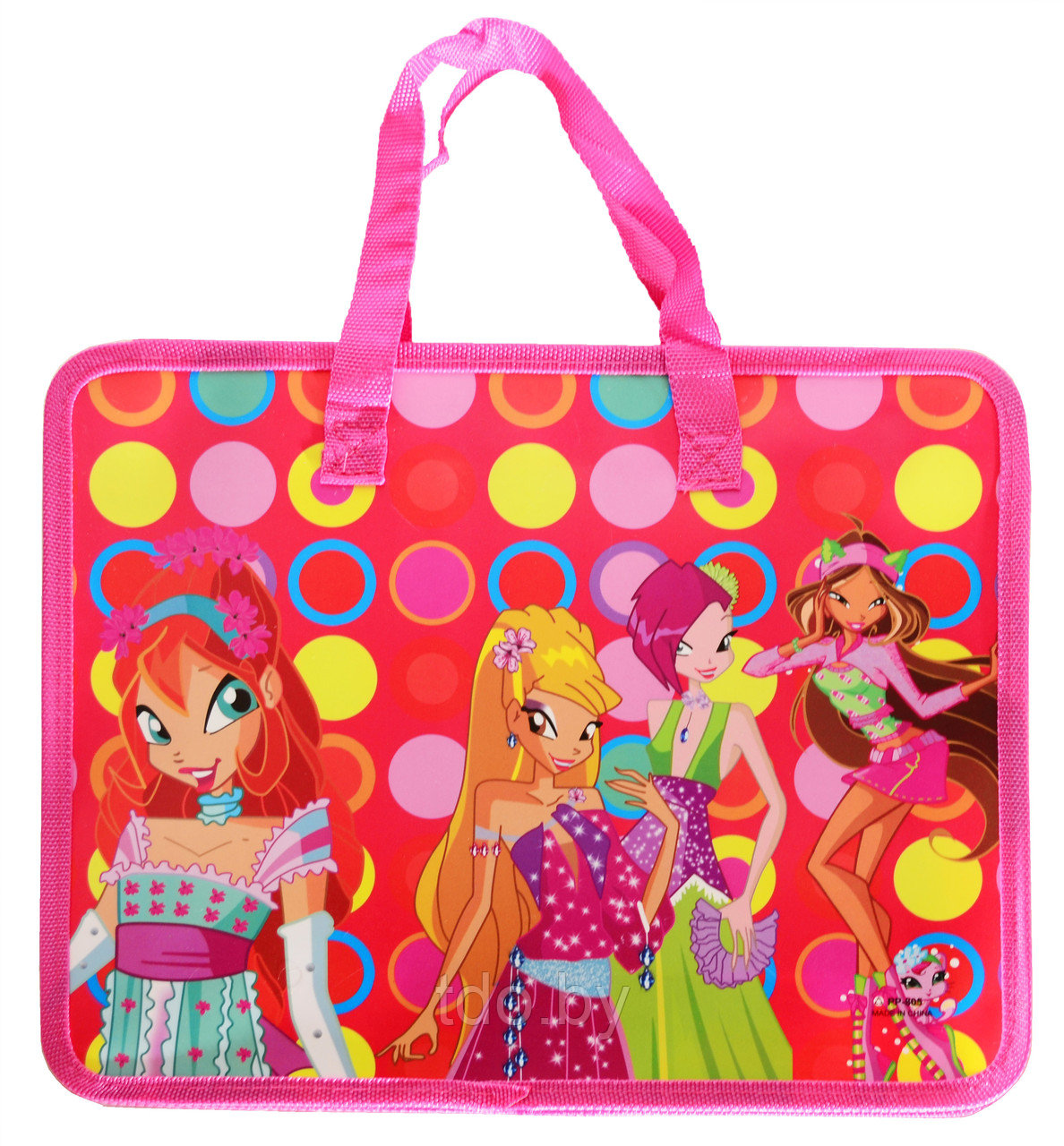 Папка-сумка с тканевыми ручками Winx Club, на молнии А4