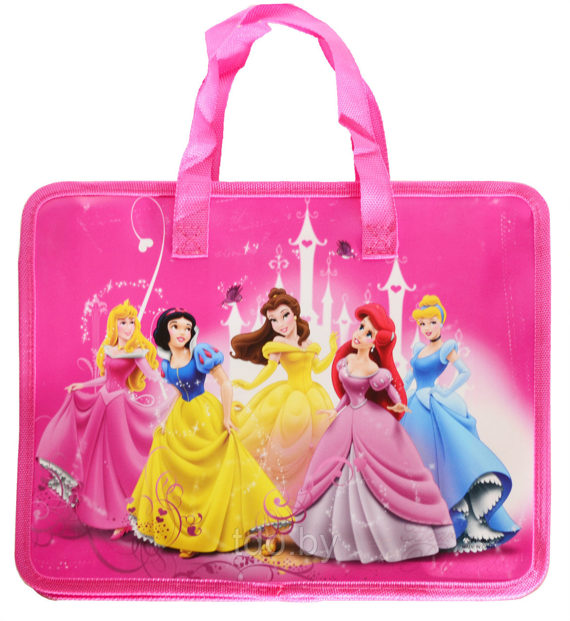 Папка-сумка с тканевыми ручками Disney Princess, на молнии А4