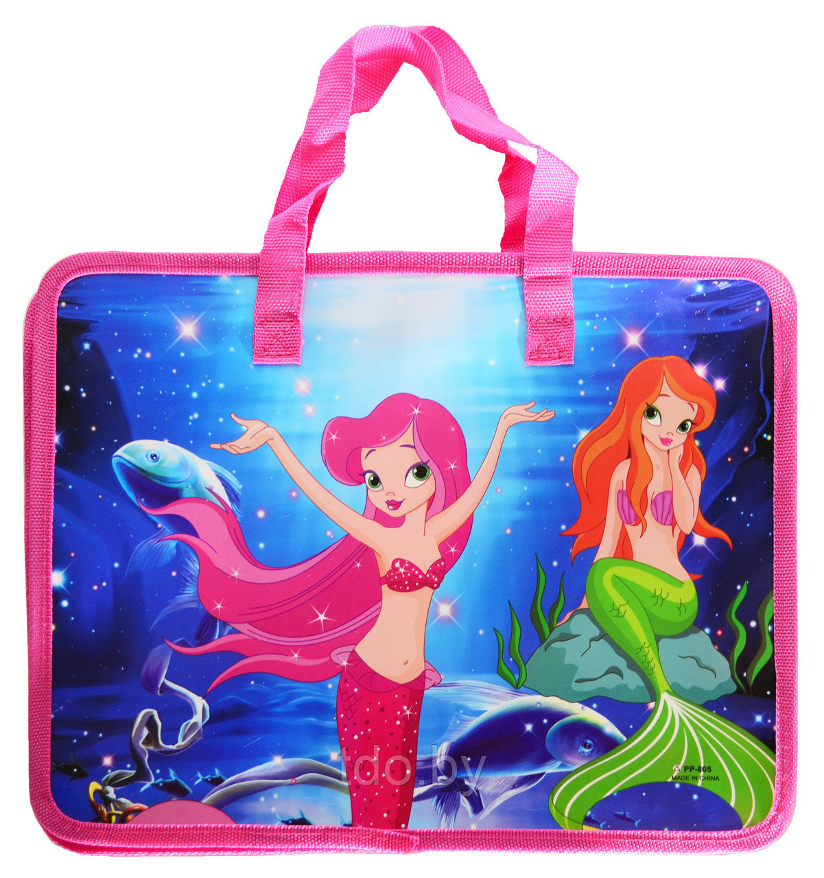 Папка-сумка с тканевыми ручками Mermaids, на молнии А4