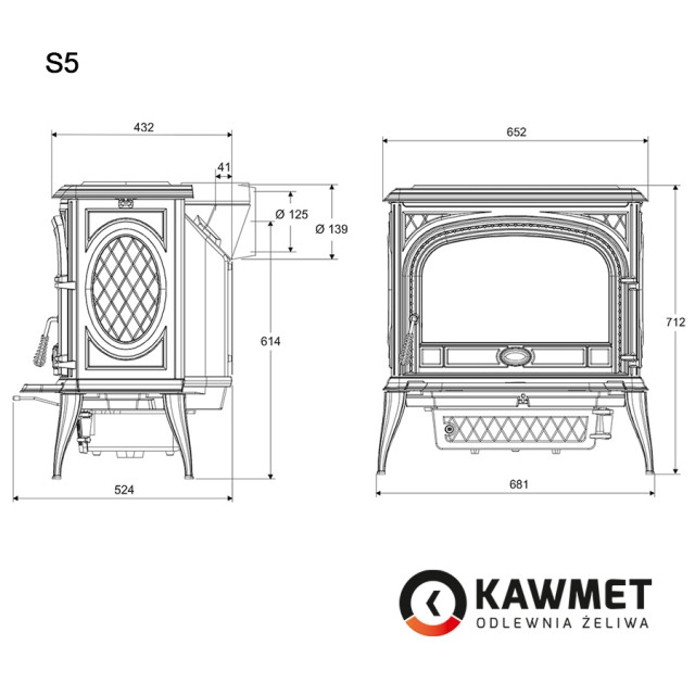 Чугунная печь Kawmet Premium S5 (11,3 кВт) - фото 4 - id-p165061084