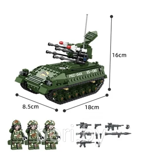 KY84071 Конструктор Kazi «Самоходный зенитный ракетно-пушечный комплекс», 627 деталей - фото 3 - id-p165062538