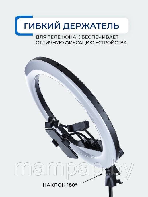 RL-18, 45 см кольцевая лампа + УСИЛЕННЫЙ Штатив (2.1М) + 3 Держателя для телефона + пульт - фото 3 - id-p111745501