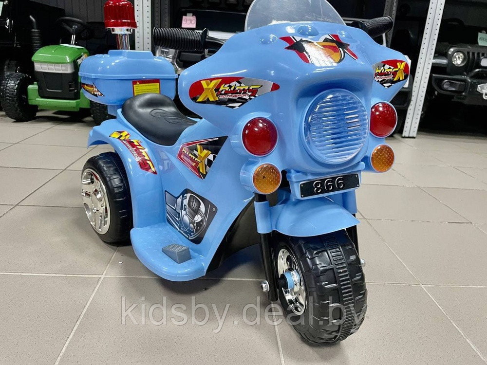 Детский электромобиль мотоцикл RiverToys Moto 998 (голубой) синий - фото 2 - id-p116443650