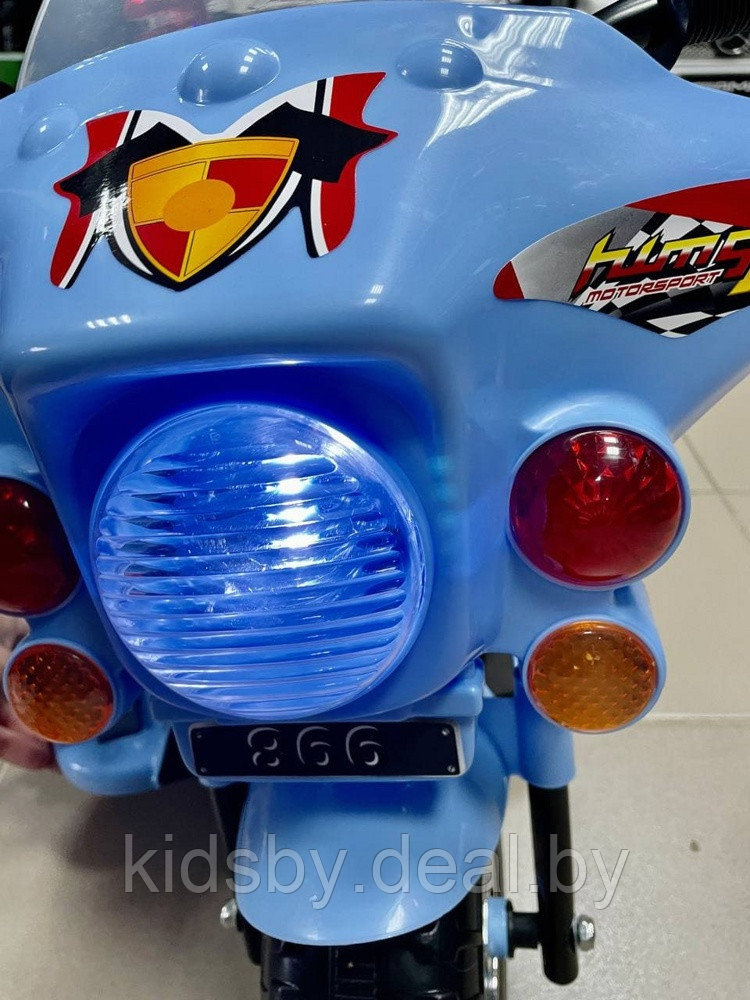 Детский электромобиль мотоцикл RiverToys Moto 998 (голубой) синий - фото 5 - id-p116443650