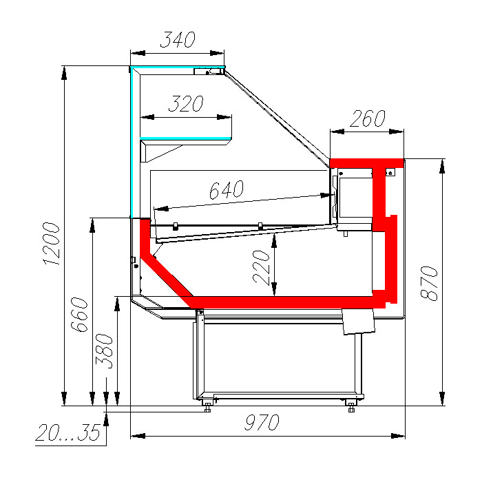 Витрина холодильная Carboma PALM 2 GC95 SM 1,0-1 KombiLux / INOX (ВХС-1,0 Carboma GC95) - фото 2 - id-p65030929