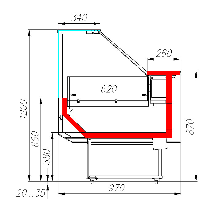 Витрина холодильная Carboma PALM 2 GC95 SL 1,0-1 KombiLux / INOX (ВХСн-1,0 Carboma GC95) - фото 2 - id-p69917284