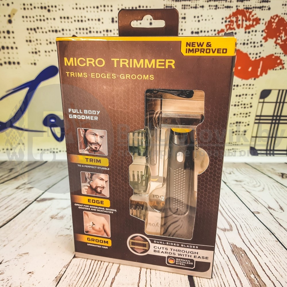 Портативный микро триммер для ухода за бородой и усами Micro trimmer (3 насадки) - фото 5 - id-p165077789