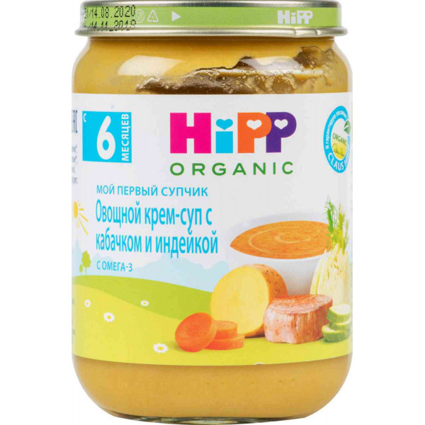 Пюре Hiрр Овощной крем-суп с кабачком и индейкой 190г - фото 1 - id-p165079788