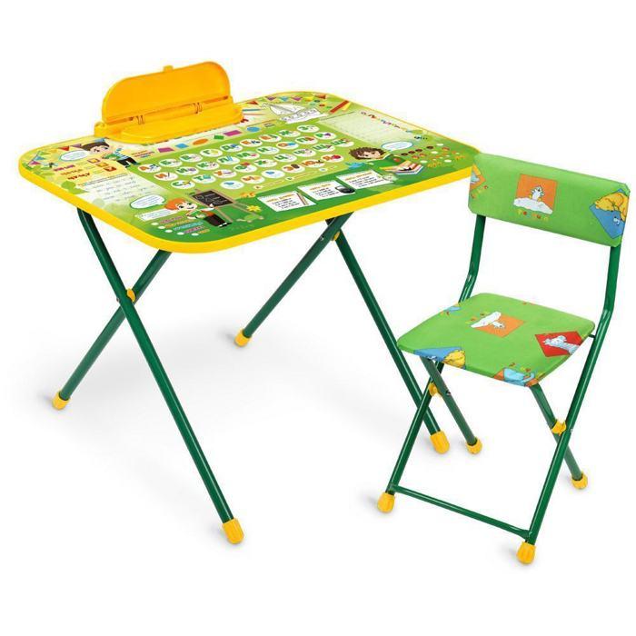 Комплект детской мебели складной НИКА NK-75/2 Первоклашка (стол с пеналом+мягкий стул с подножкой), фото 1
