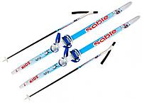 Лыжи STC детские с комбинированным креплением и палками (130 см)