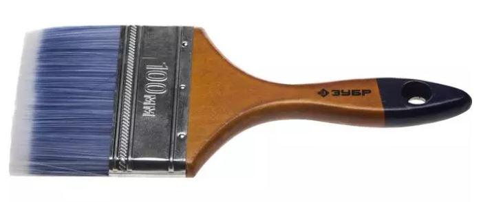 Кисть плоская ЗУБР "АКВА-МАСТЕР", искусственная щетина, деревянная ручка, 100мм - фото 1 - id-p154888653