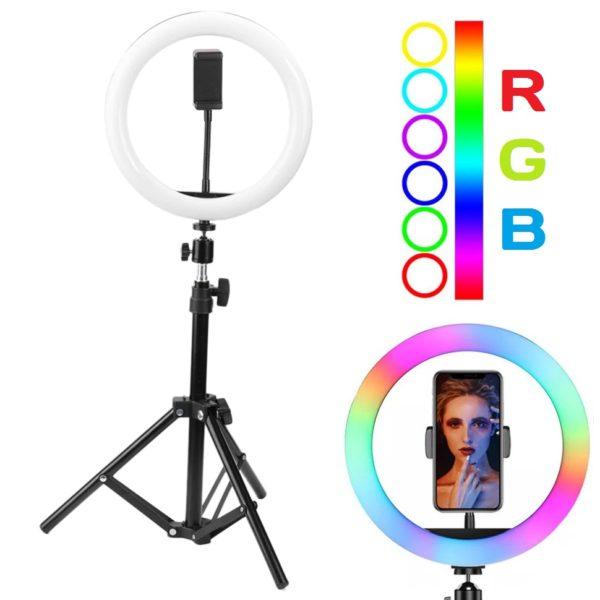 Кольцевая лампа 33 см RGB! MJ-33+штатив 2,1 метра