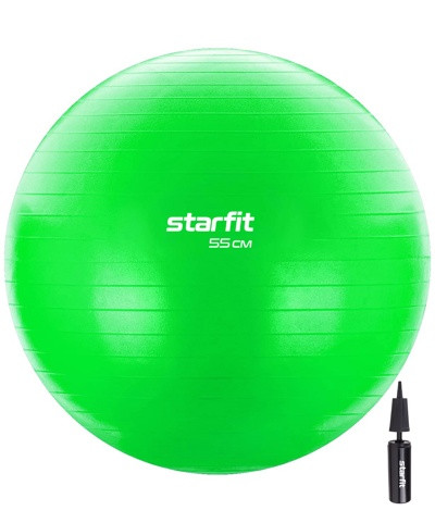 Гимнастический мяч с насосом Starfit GB-106 55 см Антивзрыв зеленый
