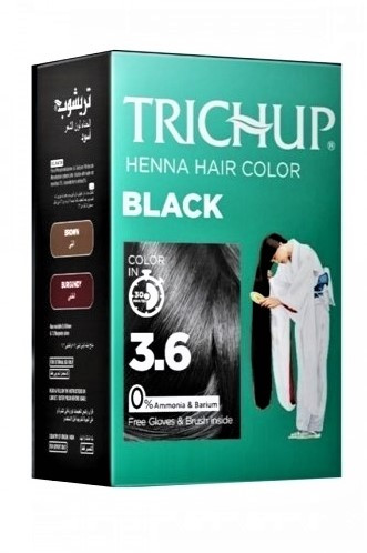 Краска для волос Черная на основе хны, Trichup Henna Hair Color Black 3.6, 60г