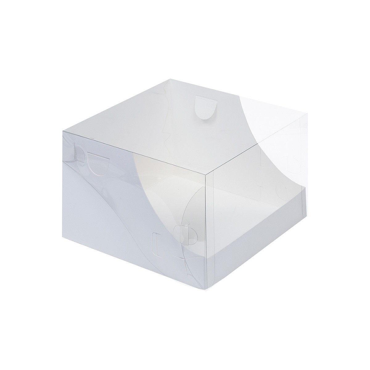 Коробка под торт c пластиковой крышкой (Россия, 205х205х140 мм) 021140