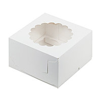 Коробка на 4 капкейка с окошком Белая (Россия, 160х160х100 мм)