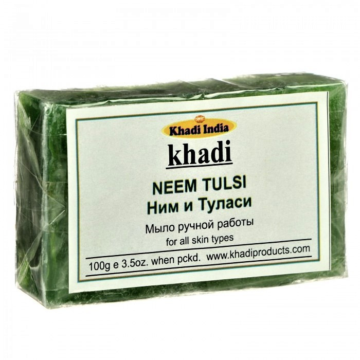 Натуральное Мыло Ним и Туласи Khadi India Neem Tulsi, 100г - ручная работа