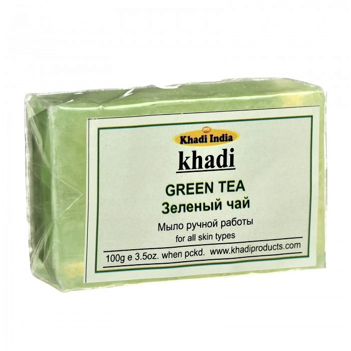Натуральное Мыло Зелёный Чай Khadi India Green Tea, 100г - ручная работа - фото 1 - id-p165222601