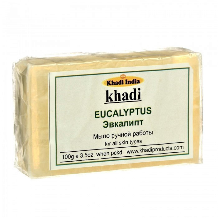 Натуральное Мыло Эвкалипт Khadi India Eucalyptus, 100г - для проблемной, жирной кожи - фото 1 - id-p165224653
