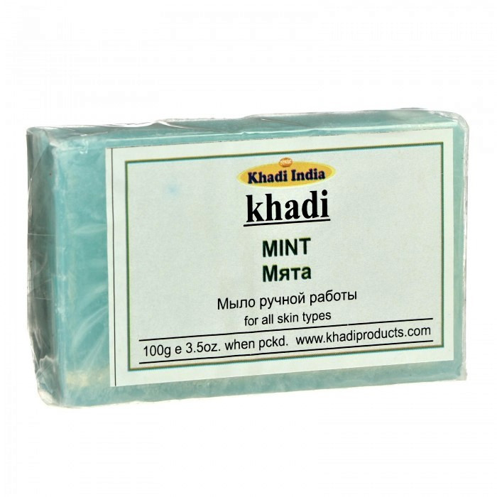 Натуральное Мыло Мята Khadi India Mint, 100г - ручная работа - фото 1 - id-p165225101
