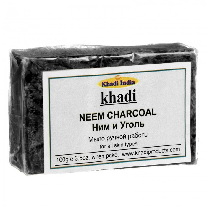 Натуральное Мыло Ним и Уголь Khadi India Neem Charcoal, 100г - ручная работа - фото 1 - id-p165225792