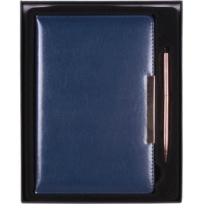 Набор подарочный: Ежедневник А5 недатиров.140л "Darvish" обложка к/з цвет ассорти с ручкой (4 цвета)